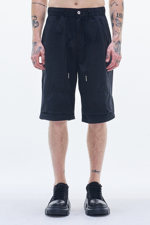 Pleated Bermuda Poly Cotton Shorts
