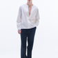 Deep V Neck Texture Cotton Shirt