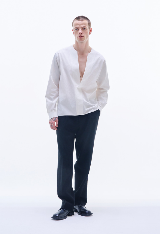 V Neck Cotton Shirt
