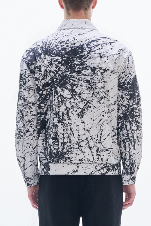 Nylon Cotton Jacket with Broken Glass print