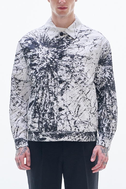 Nylon Cotton Jacket with Broken Glass print