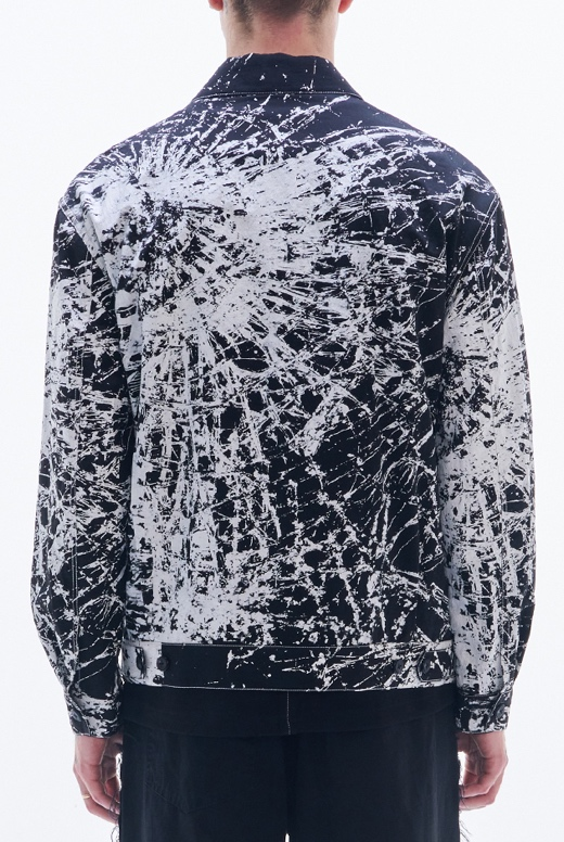 Nylon Cotton Jacket with Broken Glass print