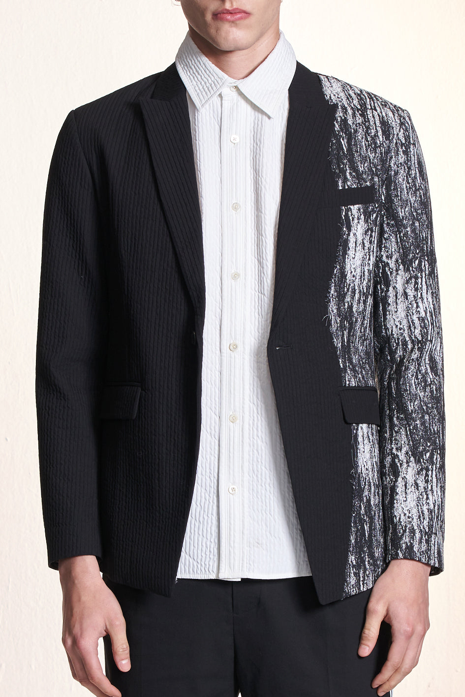 Texture Fabric Contrast Blazer