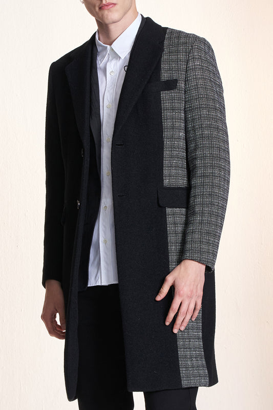 Wool Coat Contrast With Tweed