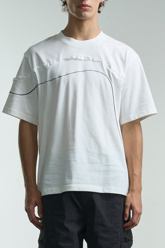 Tee With Curl Line Embroidery