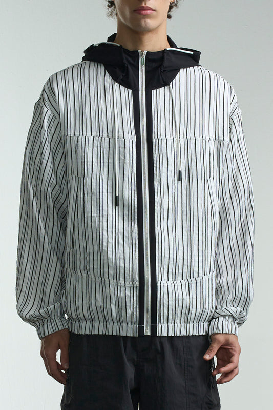 Striped Jacket With Black Hood
