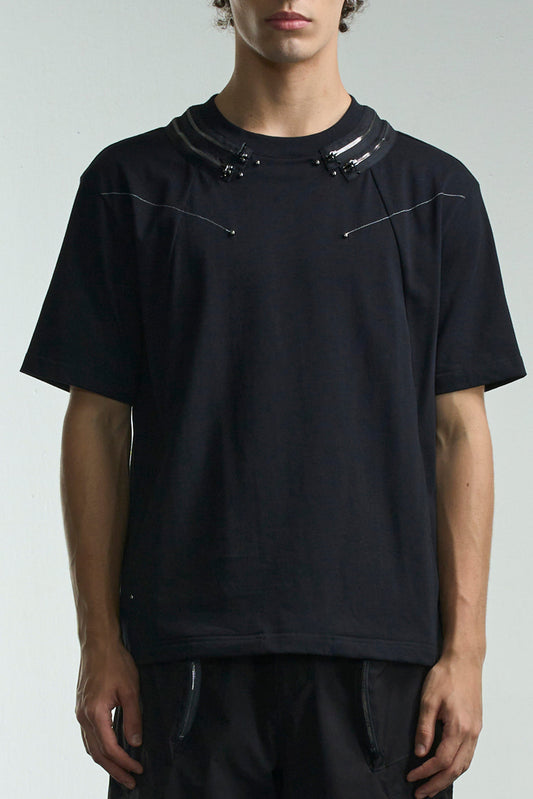 Zippers Collar Tee With Studs
