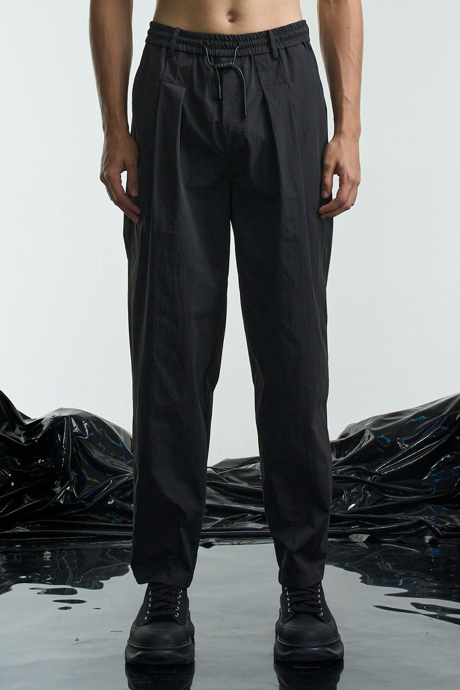 Regular Fit Tapered Pants With Pleats