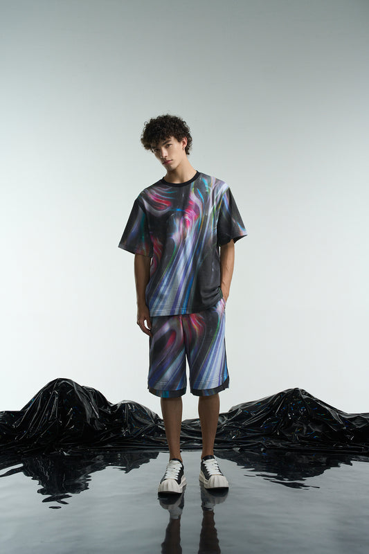 カラーリキッドプリントTシャツ