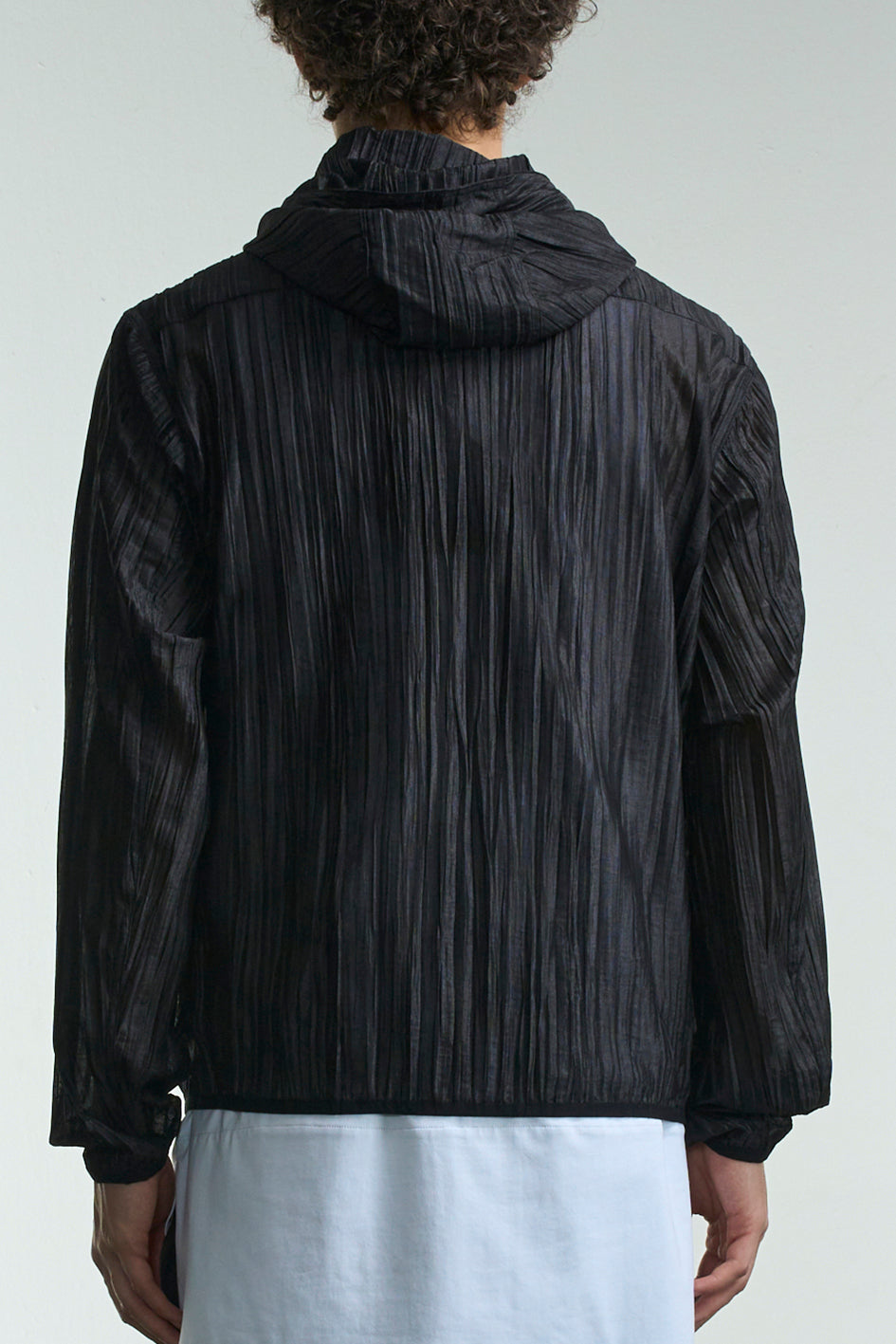 Pleated Sheer Jacket With Hood