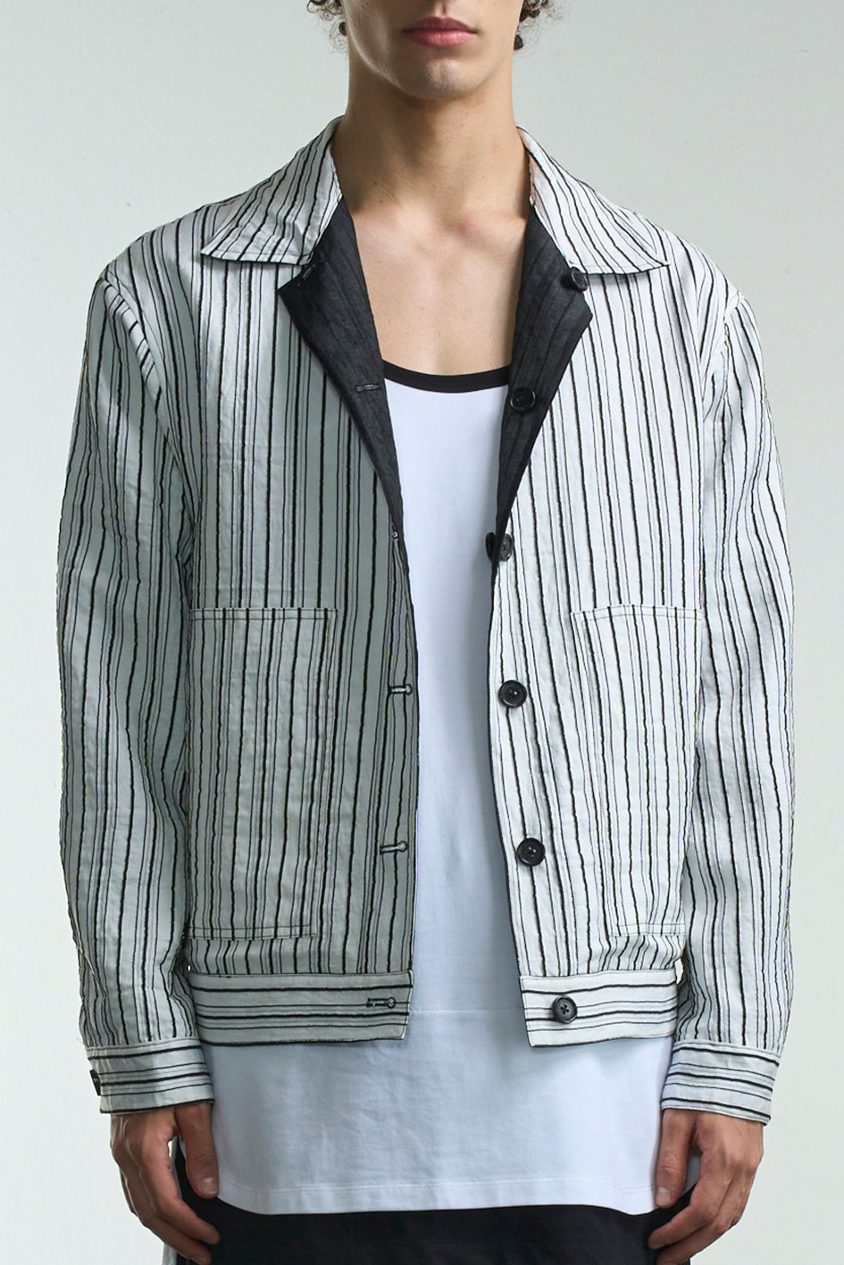 Reversible Stripe & Organza Jacket