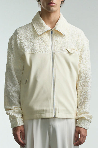 Crepe Fabric Contrast Knit Jacket