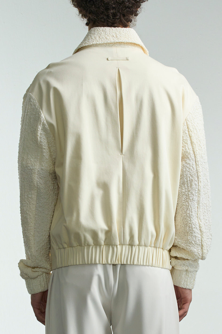 Crepe Fabric Contrast Knit Jacket
