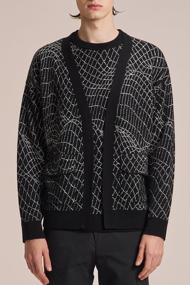 Wire Pattern Wool Cardigan