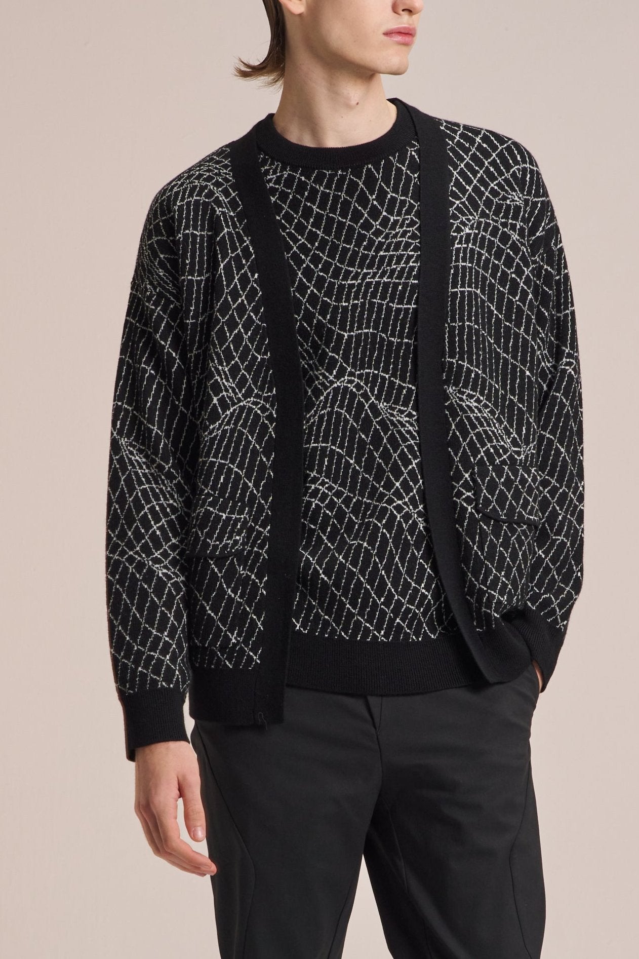 Wire Pattern Wool Cardigan