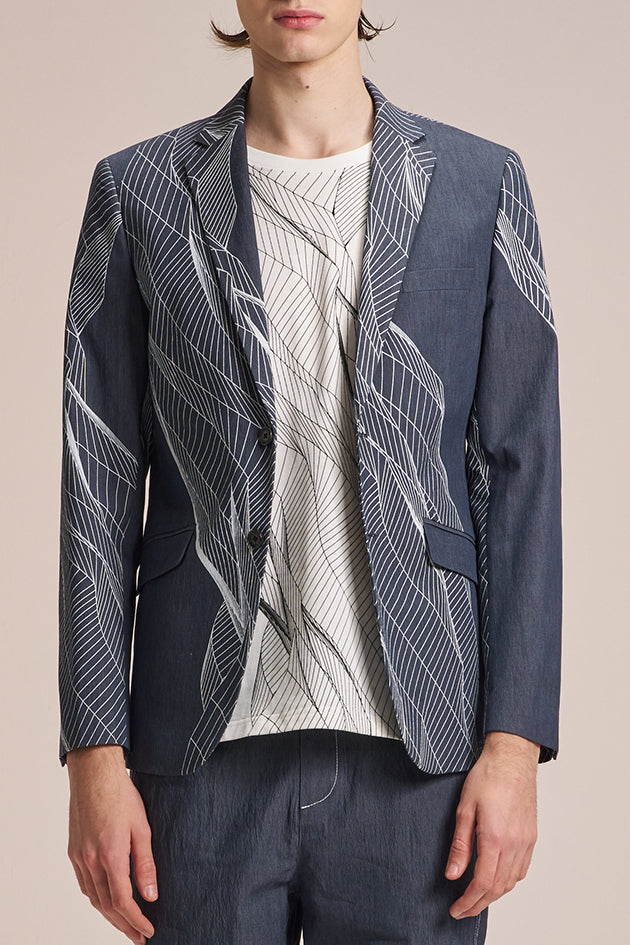 Crepe Blazer With Wire Pattern Print