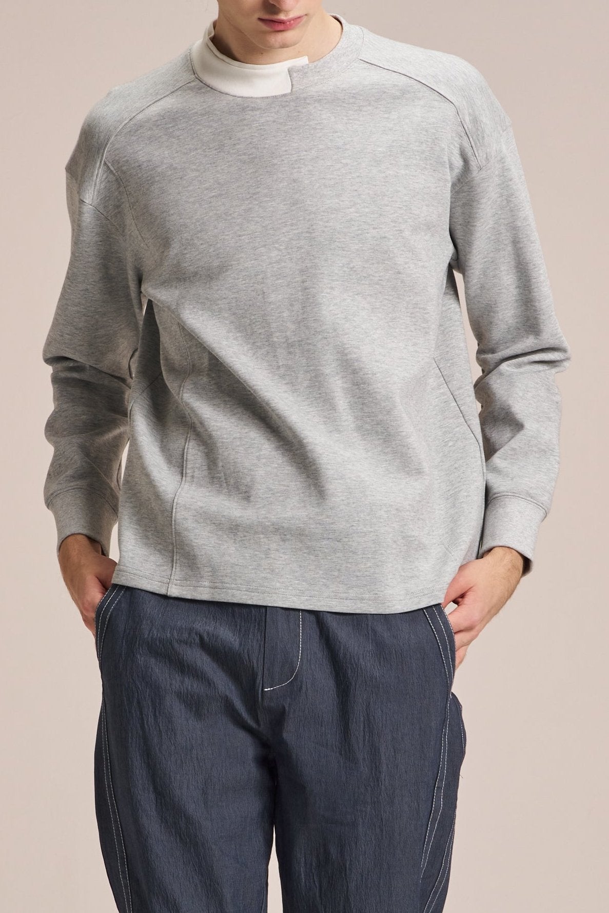 Long Sleeve Tee With Contrast Neck