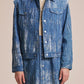 2in1 Crepe Denim Coat With Brush Print