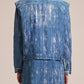 2in1 Crepe Denim Coat With Brush Print