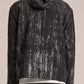 Crepe Hooded Jacket With Silver Brush Print