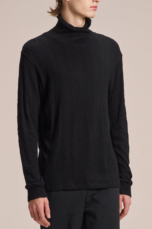 Tencel Cable Knit Turtleneck Tee