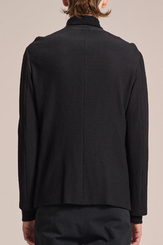 スモッキング生地の小襟ブレザー