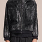 Knit Jacket With Pleats & Brush Print