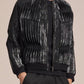 Knit Jacket With Pleats & Brush Print