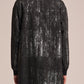 Crepe Zipper Long Jacket With Silver Brush Print