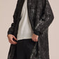 Crepe Zipper Long Jacket With Silver Brush Print