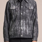 Crepe Denim Jacket With Brush Print