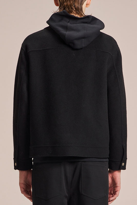 Double Faced Wool Jacket With White Stitching