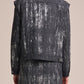 2in1 Crepe Denim Coat With Brush Print