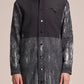 2in1 Crepe Denim Coat With Brush Print