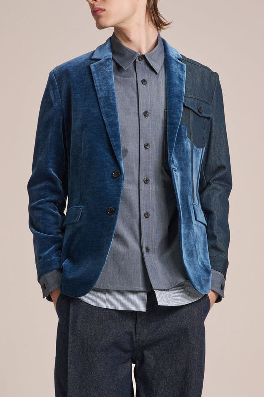 Blazer With Velvet Contrast Denim