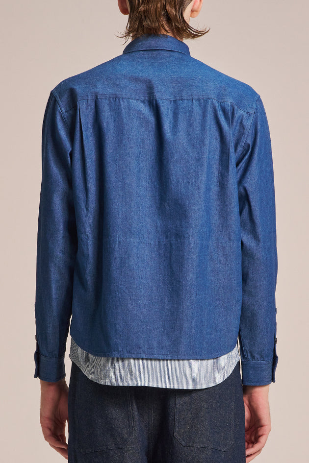 Denim Shirt WIth Layered Hem