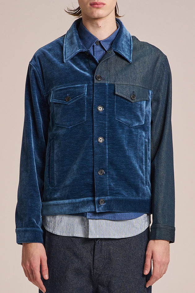 Jacket With Velvet Contrast Denim