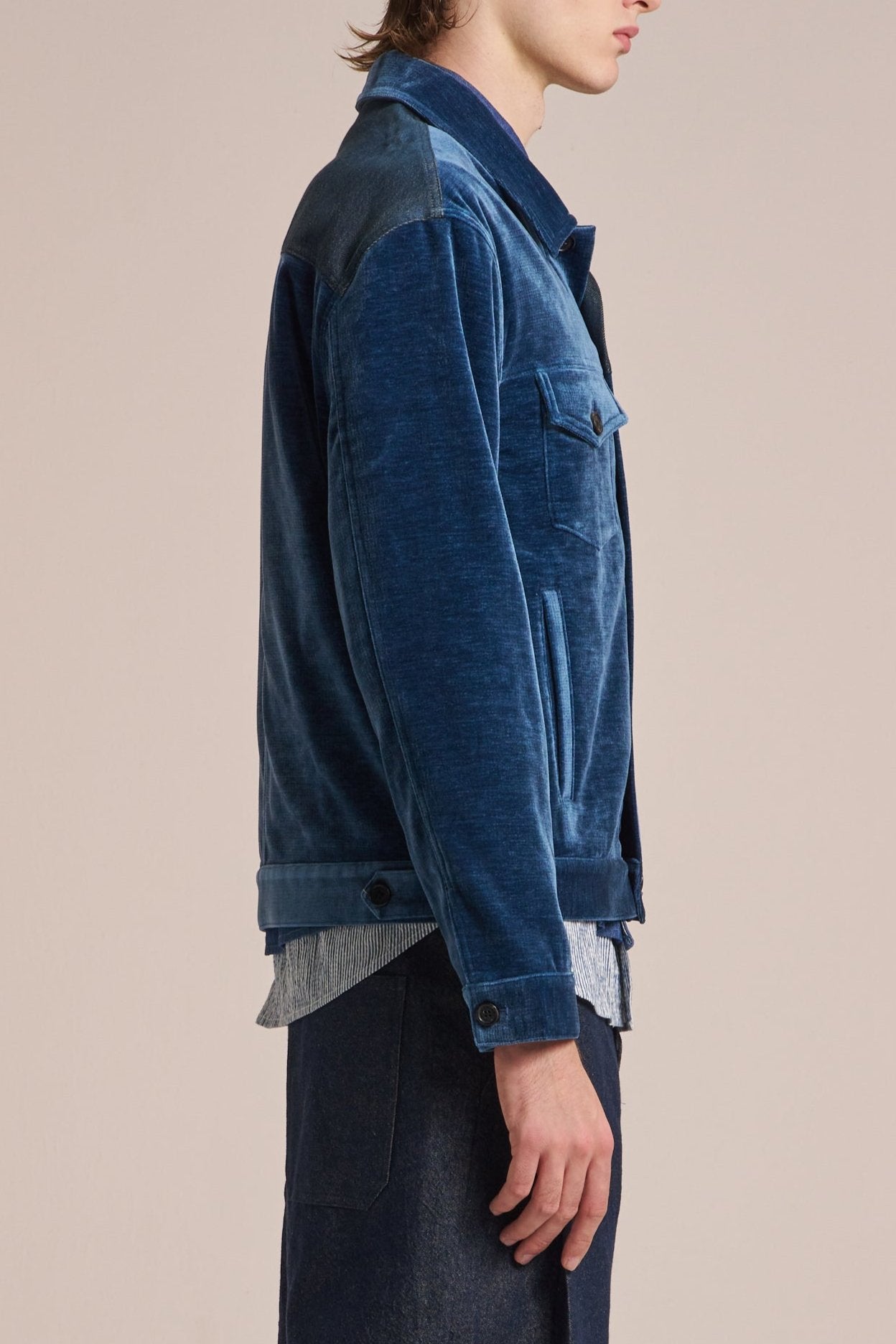 Jacket With Velvet Contrast Denim