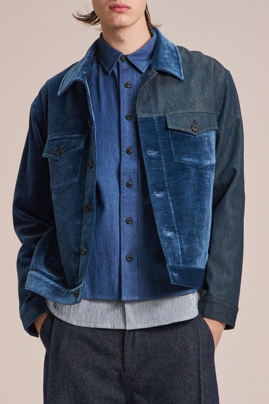 Jacket With Velvet Contrast Denim