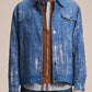 Crepe Denim Jacket With Brush Print