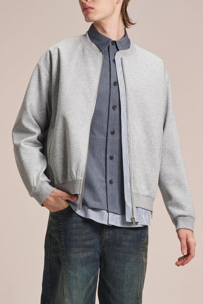 Zipper Knit Jacket With Shirt Hem