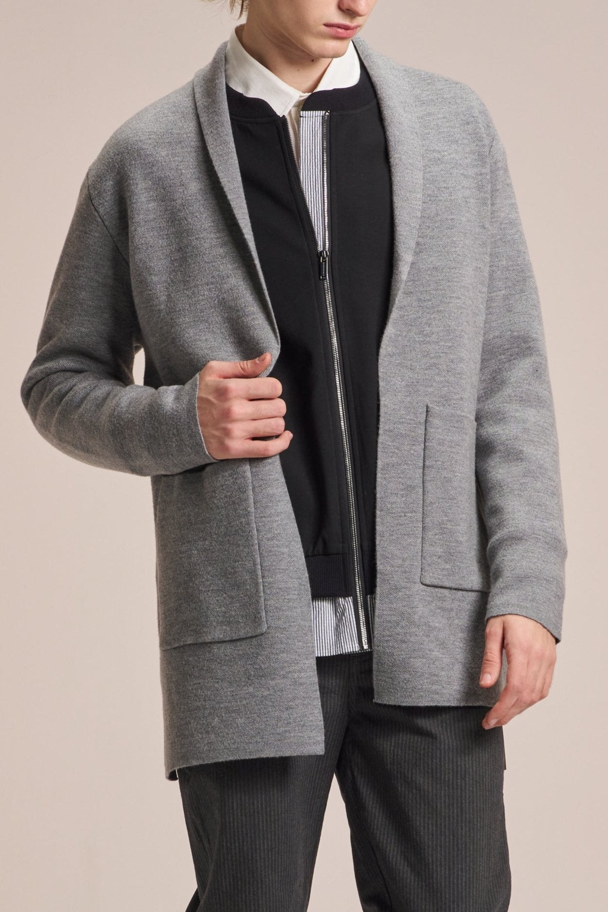 Spoon Collar Wool Cardigan