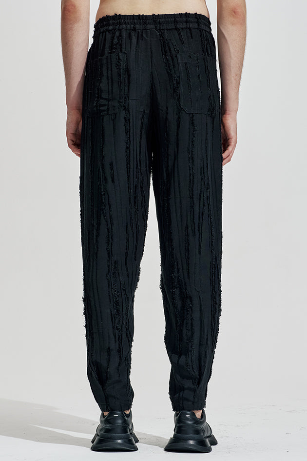 Ripped Texture Carrot Fit Pants