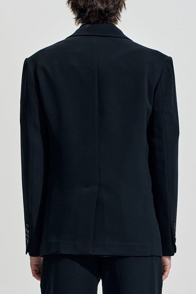 Acetate Boxy Blazer With Bartack Collar