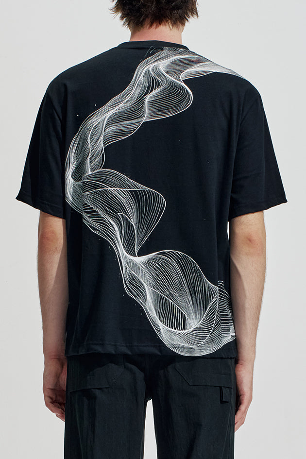 Oversize Tee With Organic Wave Print