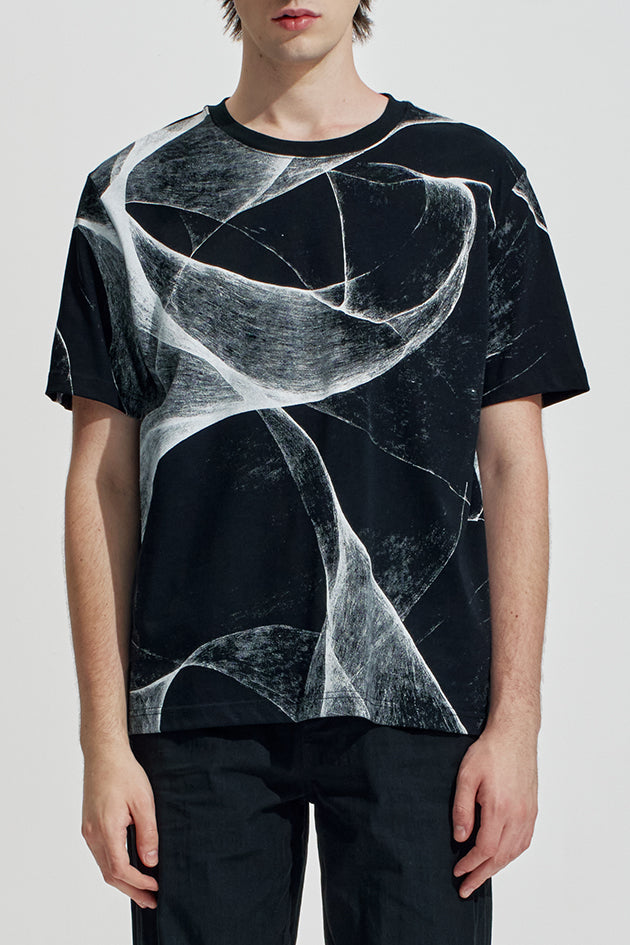 Regular Fit Tee With Organic Wave Print