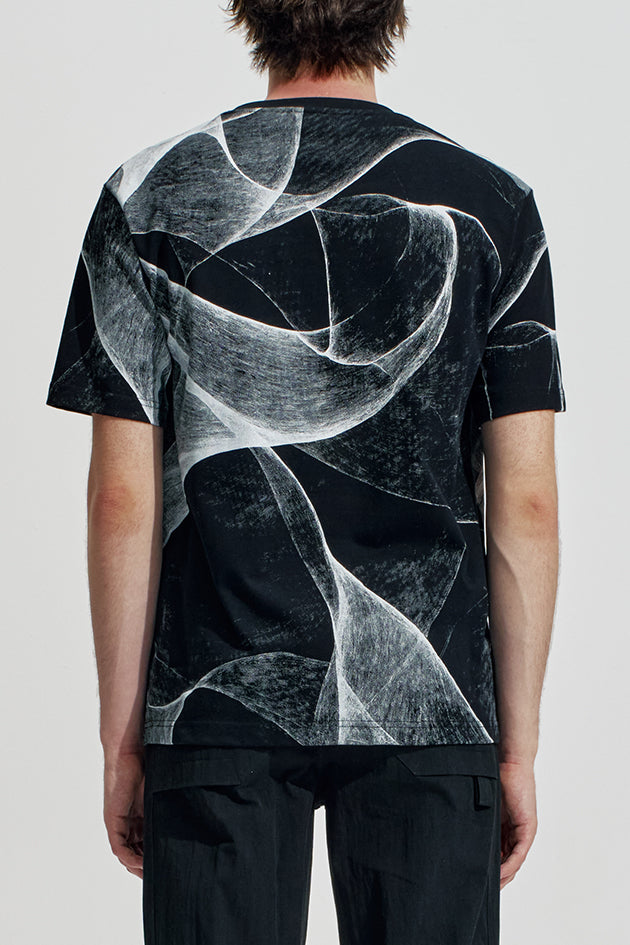 Regular Fit Tee With Organic Wave Print