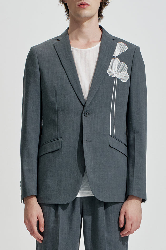 Blazer With Embroidered Flowers