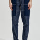 Light Denim Pants With Fabric Contrast