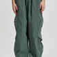 Wide Leg Cargo Pants With Drawstring Hem